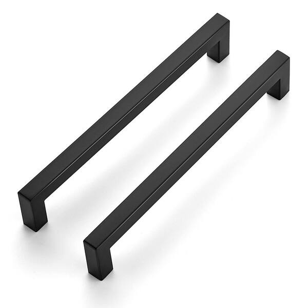 10-Pack 8 in. Square Matte Black Kitchen Cabinet Handles Cabinet Installation Hardware