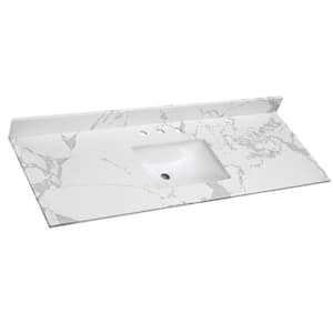 61 in. W x 22 in. D Engineered Stone Composite White Rectangular Single Sink Bathroom Vanity Top in Fish Belly