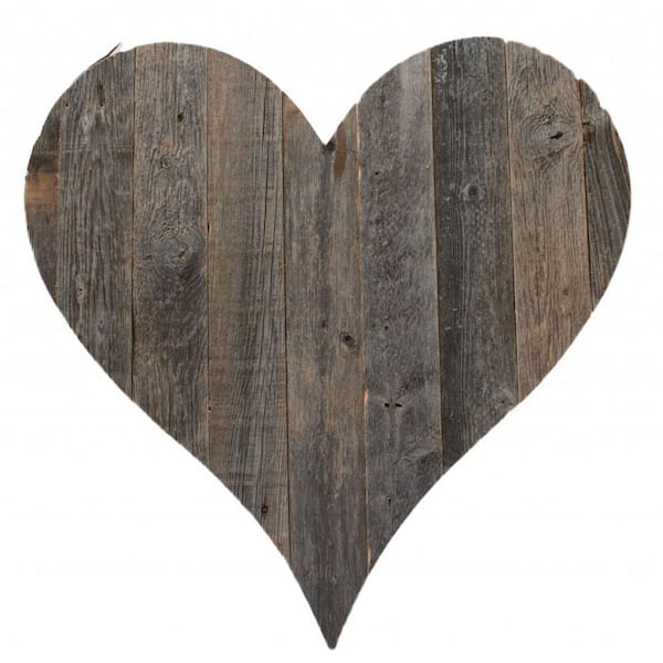 HomeRoots 24 in. Weathered Gray Rustic Rustic Weathered Gray Wooden Heart