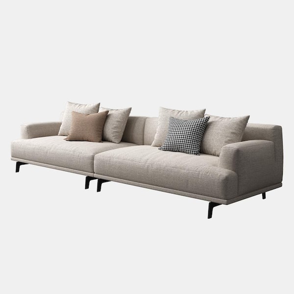 THE RIGHT PATH Kunming 37 in. Square Arm 4-Seater Sofa in Beige