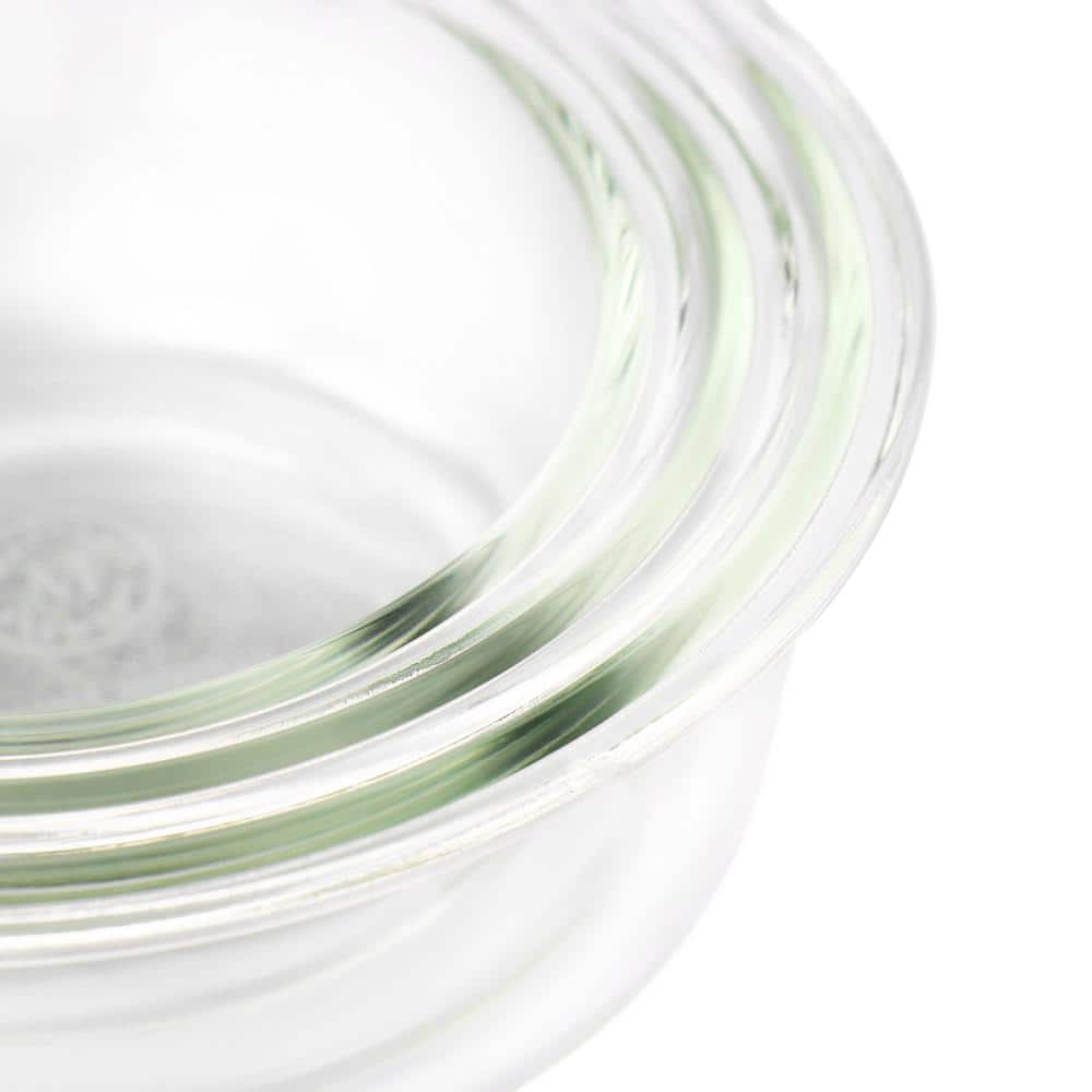 Mint Green Glass Storage Bowl Set with Lids, 3-Piece