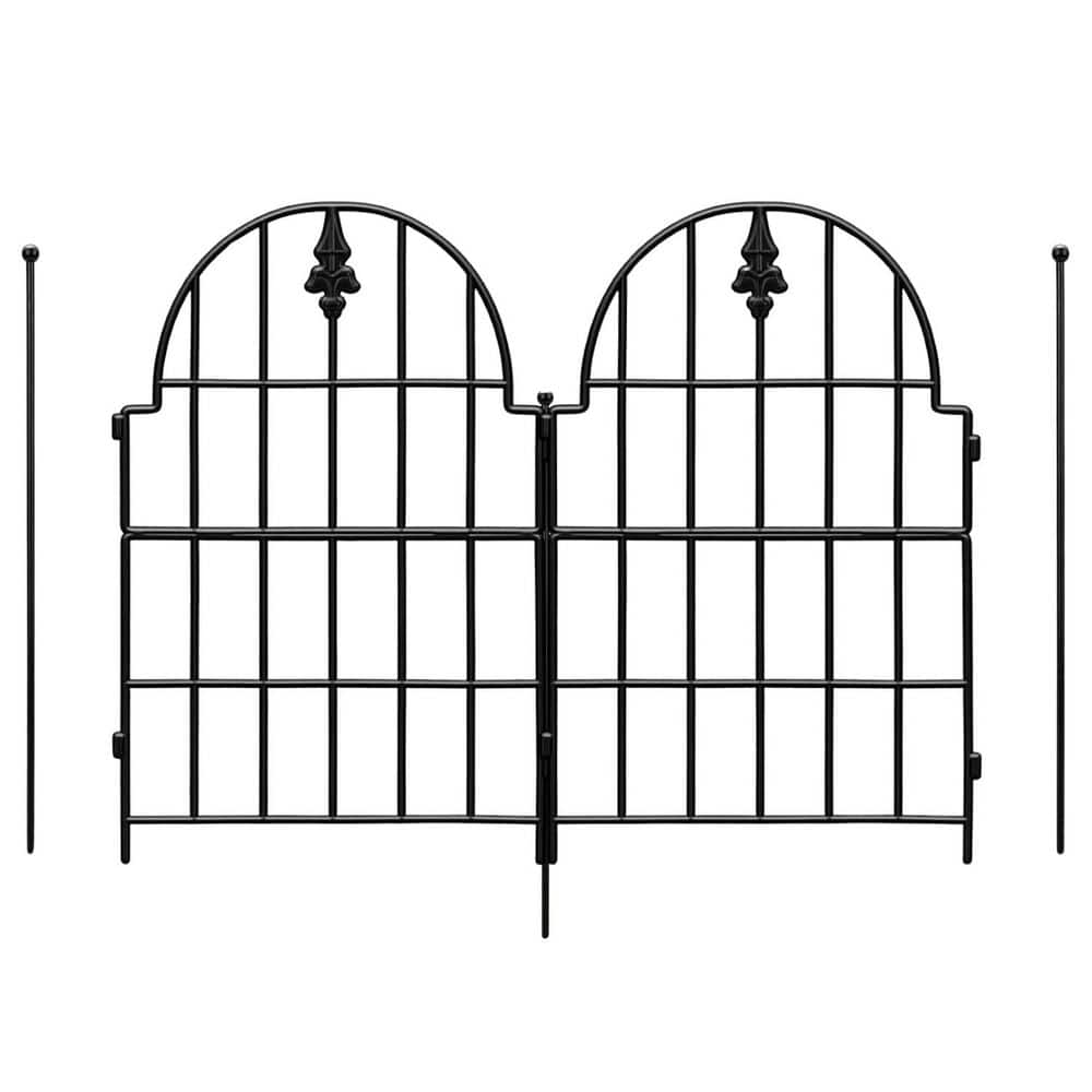 28.2 in. Tall Metal Garden Fence Panel No Dig Animal Barrier with Ground Stakes for Dog Flower Bed Edging Outdoor Decor price history on PriceWatchPro