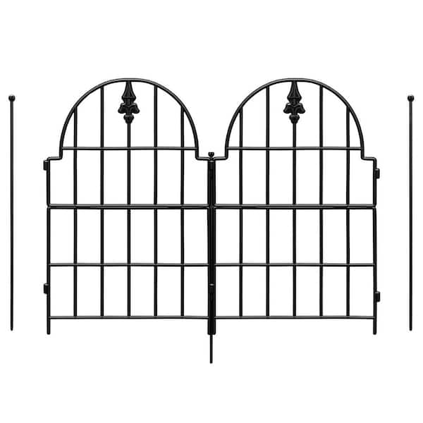 Oyezvary 28.2 in. Tall Metal Garden Fence Panel No Dig Animal Barrier with Ground Stakes for Dog Flower Bed Edging Outdoor Decor