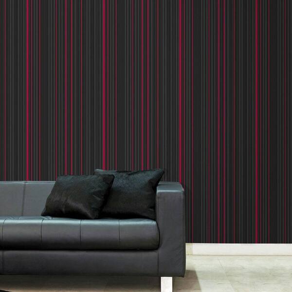 Graham & Brown Black Maestro Stripe Removable Wallpaper