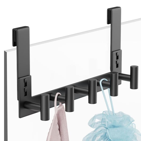 Wudkey 7.5 Inch Extended Towel 5 T Hooks in Black, Stainless Steel