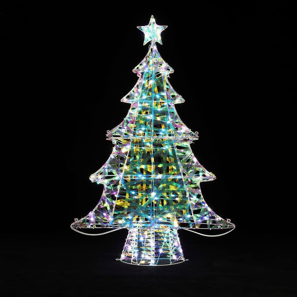 Multicolor LED Lighted Christmas Tree with Iron Frame