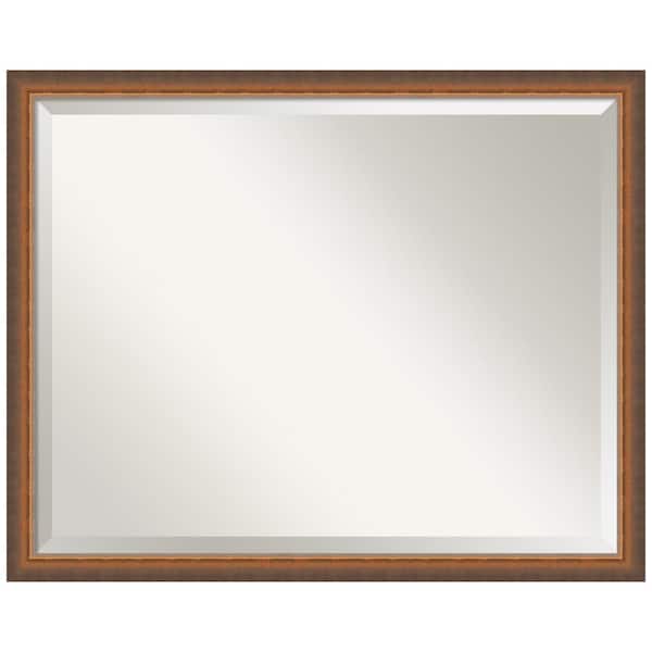 Amanti Art Two Tone Bronze Copper 30.25 in. x 24.25 in. Beveled Modern Rectangle Wood Framed Bathroom Wall Mirror in Bronze