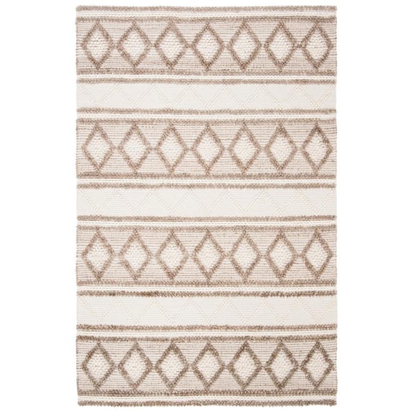 SAFAVIEH Natural Fiber Taupe/Ivory 9 ft. x 12 ft. Tribal Diamonds Area Rug