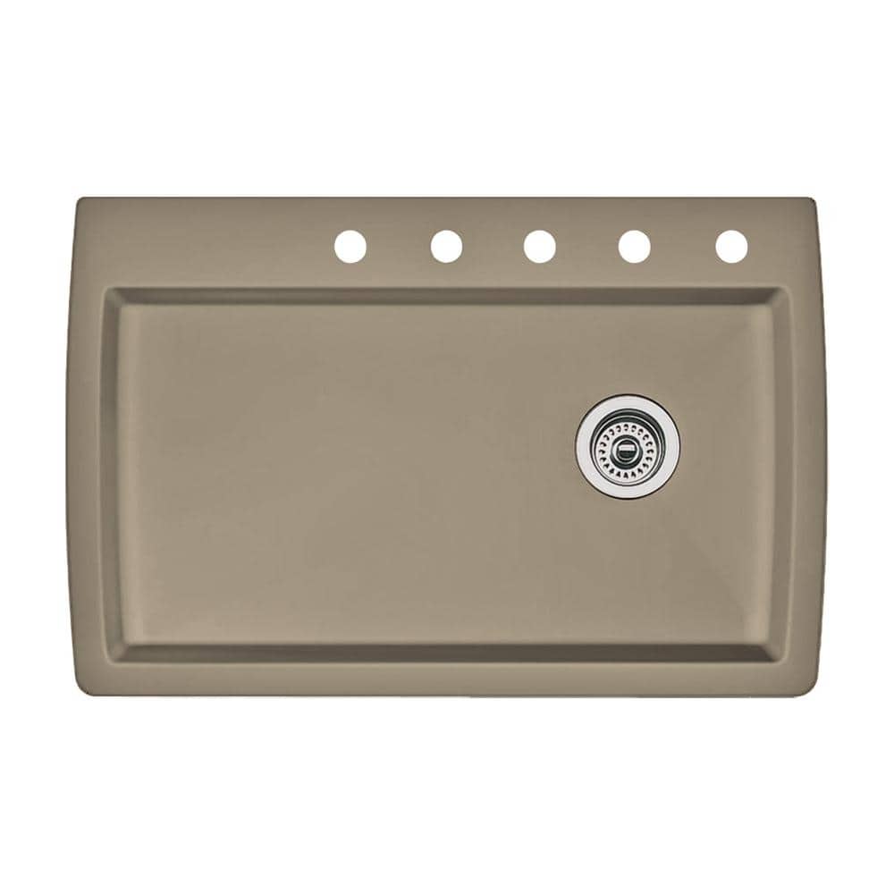Diamond Granite 33.5 in. 5-Hole Single Bowl Dual-Mount Kitchen Sink in Truf