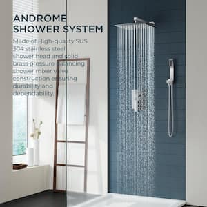 10 in. 2-Jet High-Pressure Rainfall Shower System w/Square Head and Handheld Shower in Brushed Nickel (Valve Included)