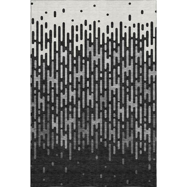 Mayfield Premium Machine Washable Abstract AMF2567 Black 10 ft. x 14 ft. Area Rug