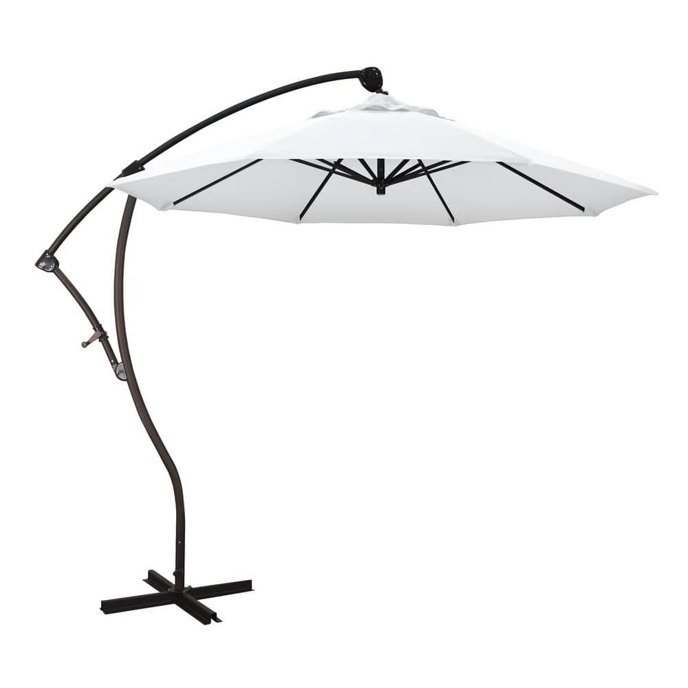 9 ft. Bronze Aluminum Cantilever Patio Umbrella with Crank Open 360 Rotation in White Olefin price history on PriceWatchPro