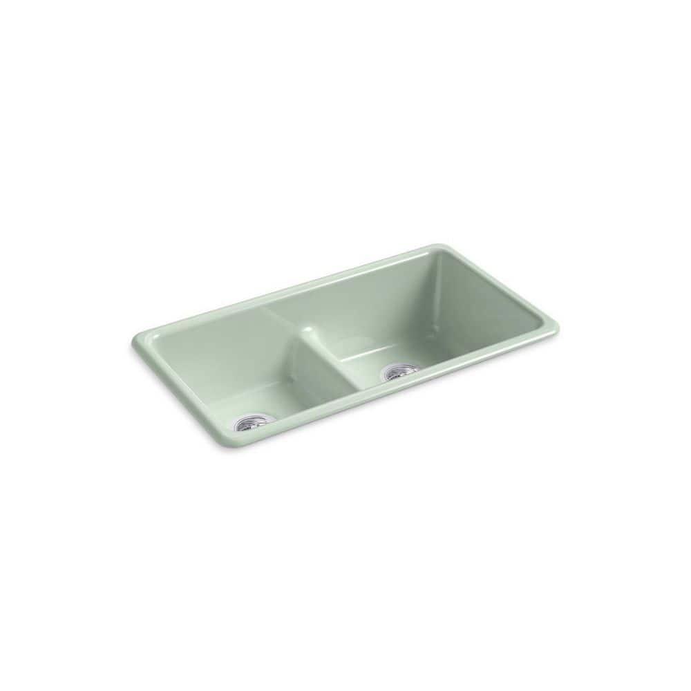 Iron/Tones 33 in. Drop-in Double Bowl Aspen Green Cast Iron Kitchen Sink price history on PriceWatchPro
