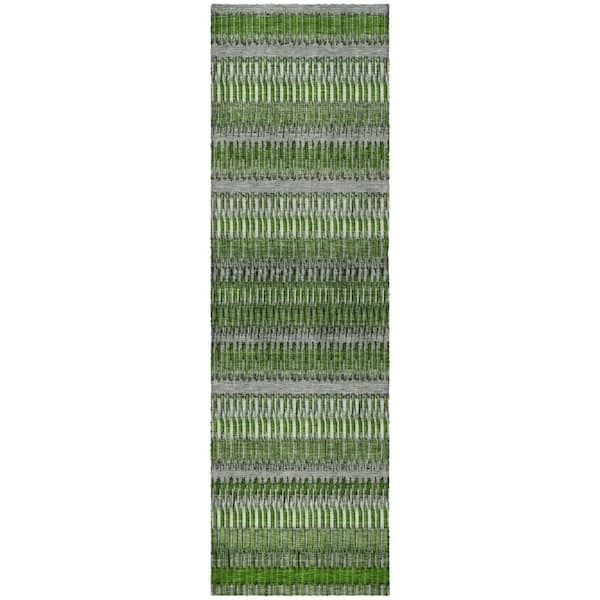 Dream Shag Premium Machine Washable Abstract ADS589 Green 2 ft. x 7 ft. Runner Rug