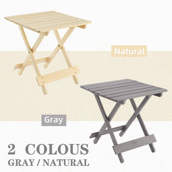 Zeus & Ruta Gray Square Cedar Wood Outdoor Side Table Adirondack