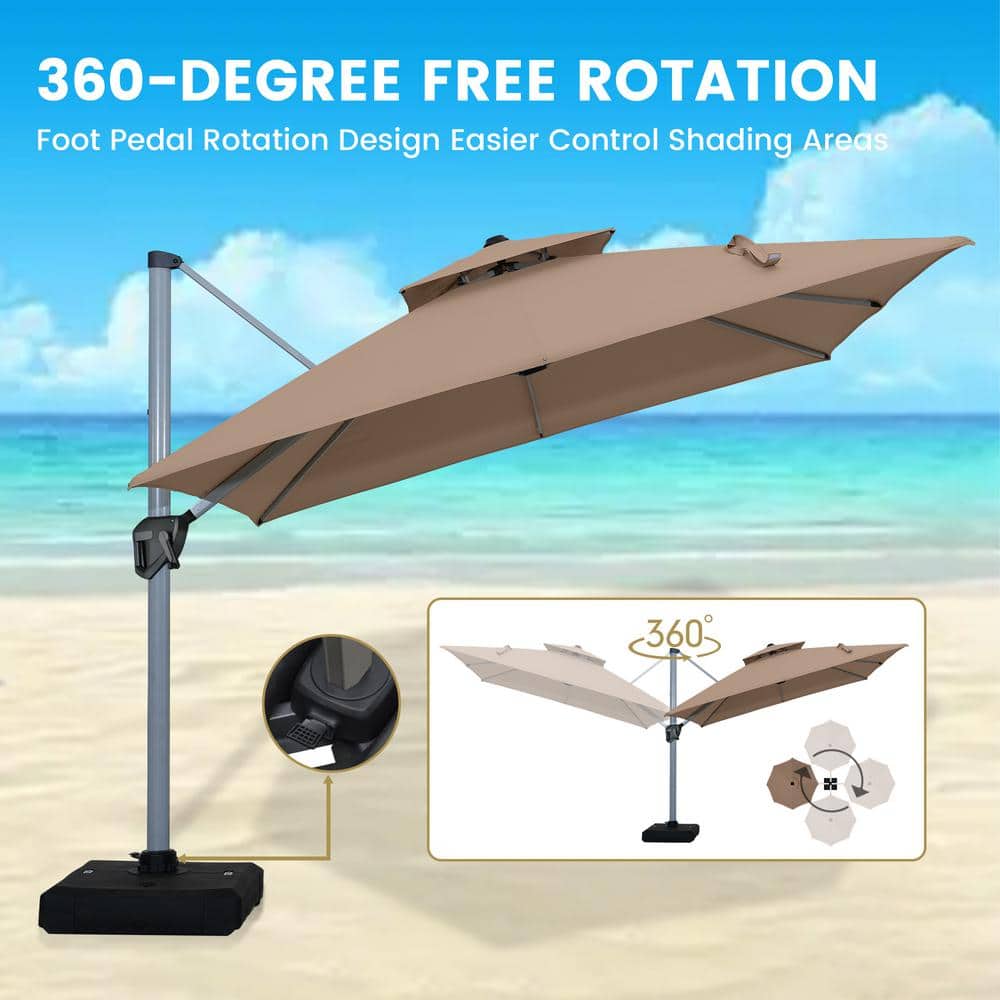 11 ft. Red Aluminum Double Top Patio Umbrella