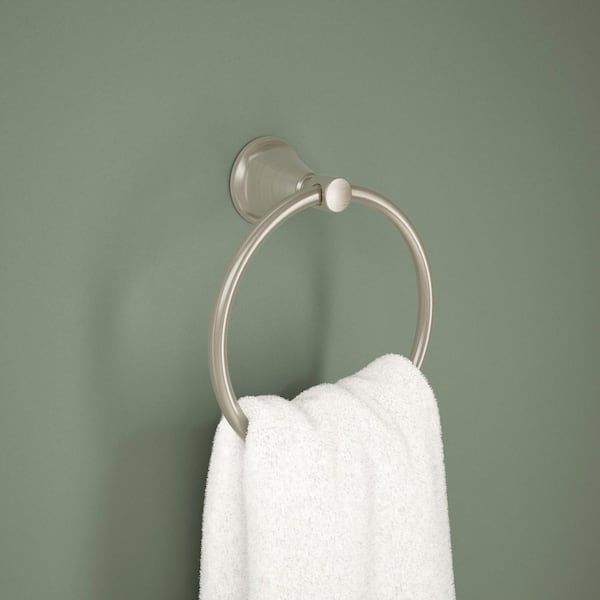 Lorna Wall Mounted Round Closed Towel Ring Bath Hardware Accessory in Brushed Nickel