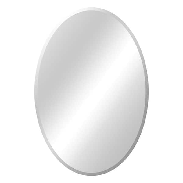Glacier Bay 21 in. W x 31 in. H Frameless Oval Beveled Edge Bathroom Vanity Mirror in Silver