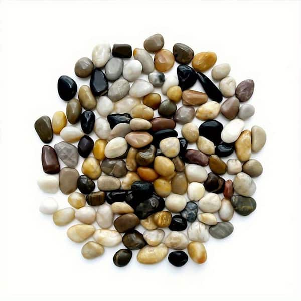 3 in. Multi-Color Stone Decorative Garden Landscaping Large Polished River Rocks 38 lbs.