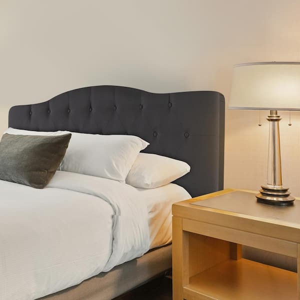 HOMESTOCK Dark Gray Headboard for Full Size Bed Button Tufted Bed Headboard Upholstered Padded Height Adjustable Headboard 24877HD