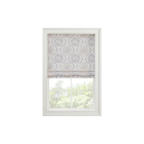 Waverly Adonis Natural Medallion Cordless 100% Blackout Polyester Roman Shade - 39 in. W x 64 in. L