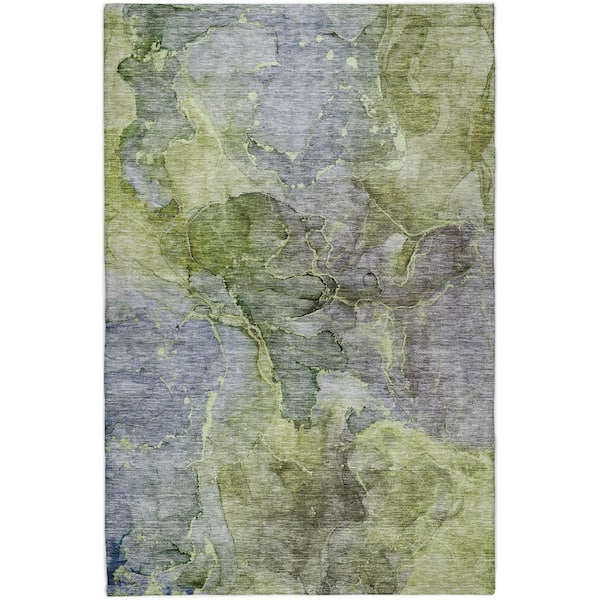 Dream Shag Premium Machine Washable Abstract ADS689 Teal 8 ft. x 8 ft. Round Rug