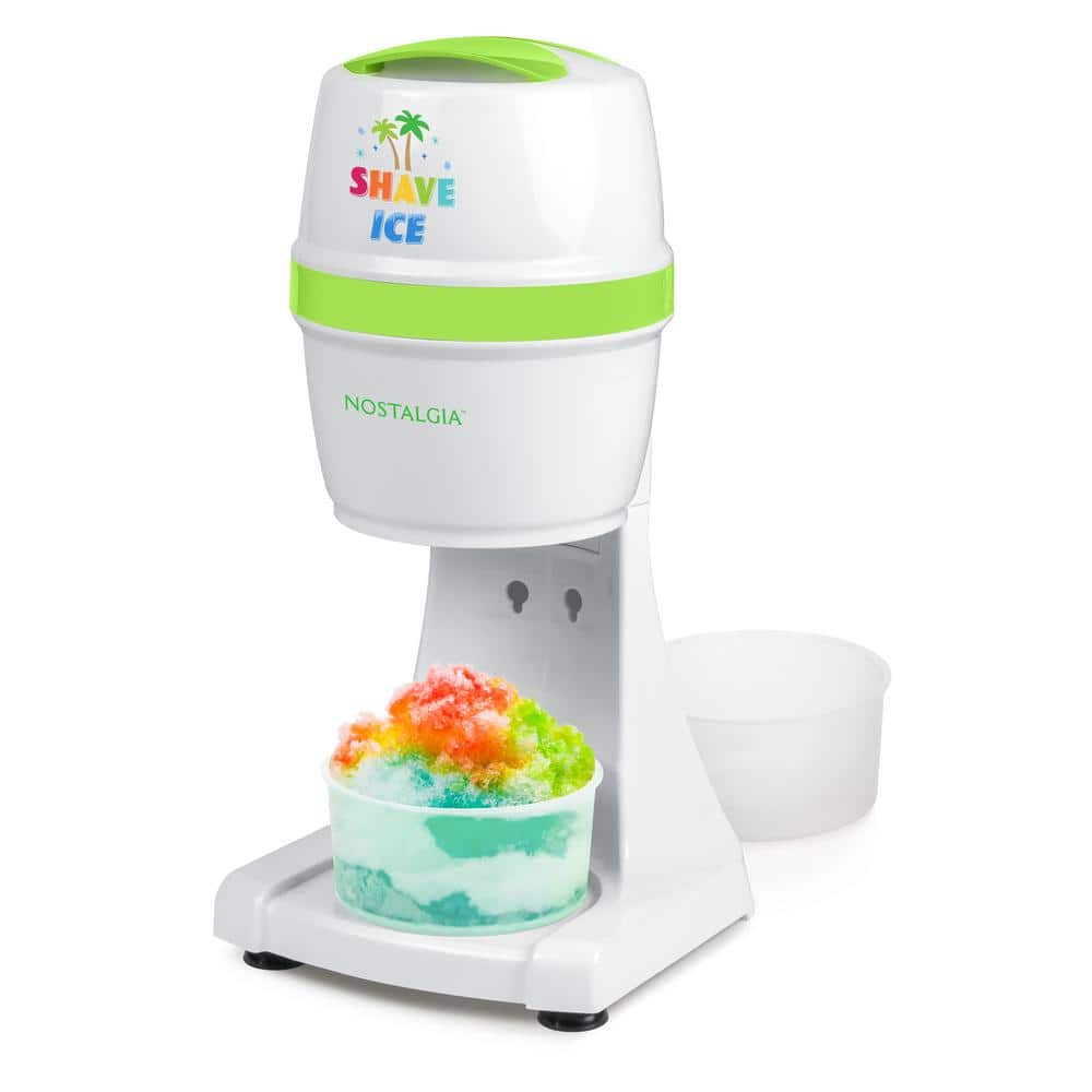 White and Green Stainless Steel Countertop Snow Cone Maker