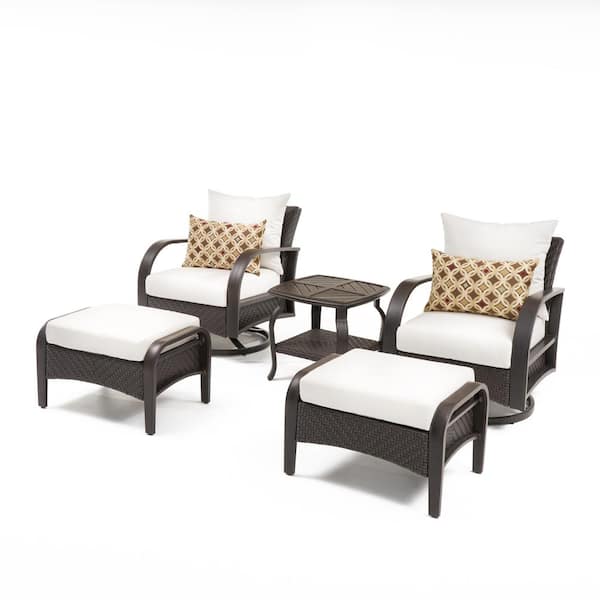 RST BRANDS Barcelo 5-Piece Motion Wicker Patio Deep Seating Conversation Set with Sunbrella Moroccan Cream Cushions