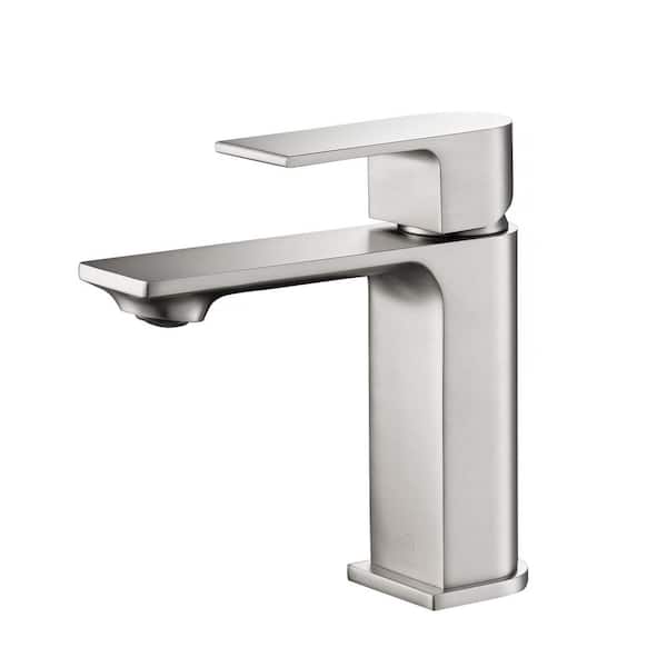KIBI Single Handle Bathroom Sink Faucet Solid Brass Mid Arc Spout Durable Scratch-Resistant Faucet in Brushed Nickel