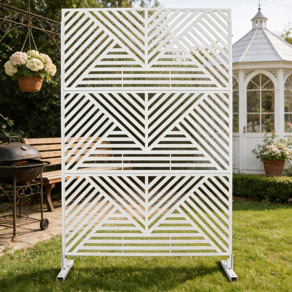 76 in. x 48 in. Freestanding Decorative Privacy Screen White Metal for Deck Balcony Patio price history on PriceWatchPro