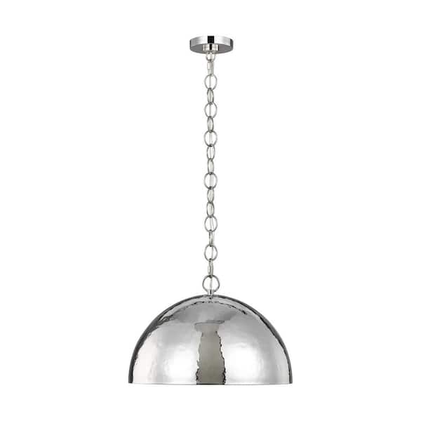 Generation Lighting Whare 1-Light Polished Nickel Large Hanging Pendant