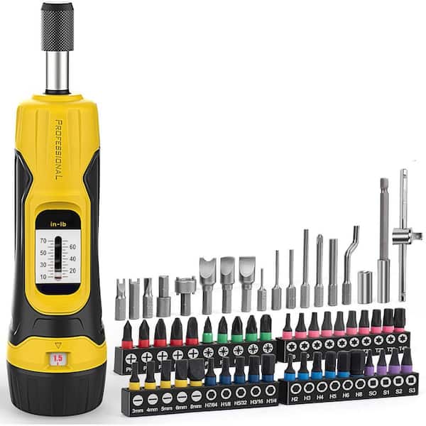 Torque Screwdriver Wrench Set 100mm in. Shank 55 Bit Black Precise Adjustable Hand Tool Type 60-Piece