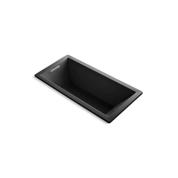 Underscore 66 in. x 32 in. Rectangular Soaking Bathtub with Reversible Drain in Black