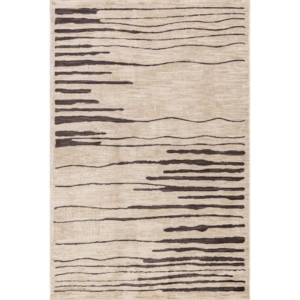 Eufemia Contemporary Abstract Beige 8 ft. x 10 ft. Indoor/Outdoor Patio Area Rug