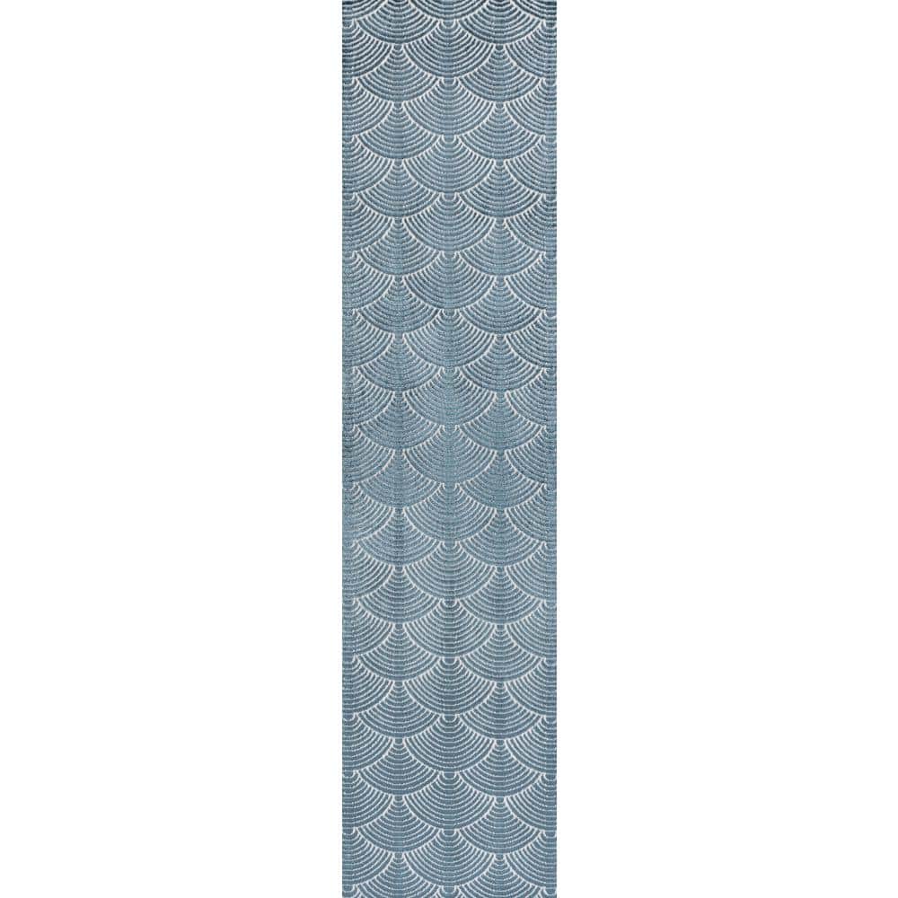Porter Geometric Art Deco Fan Pattern High-Low Navy/Cream 2 ft. x 8 ft. Runner Rug price history on PriceWatchPro