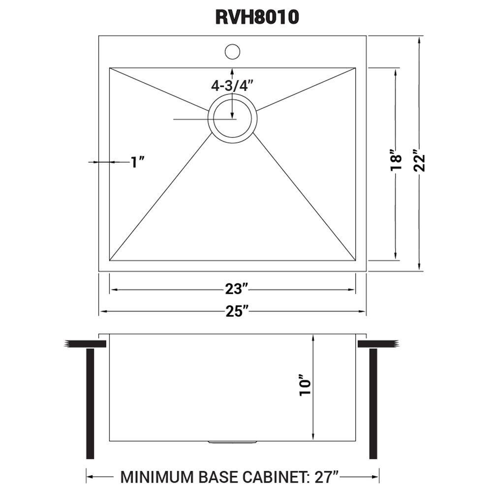 Ruvati 25" Stainless Steel Single Bowl Drop-In Kitchen Sink