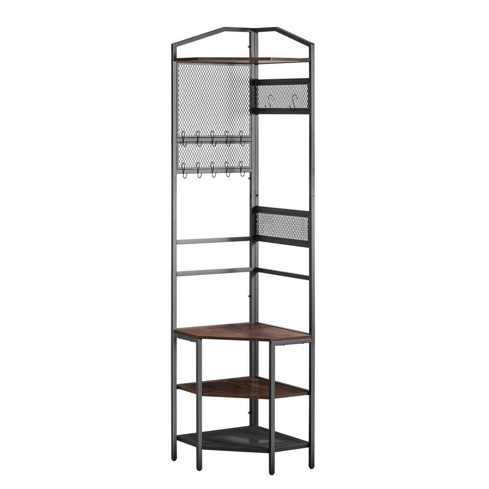 Corner Hall Tree, 71.3 in. Coat Rack, Top Shelf & Steel Frame, Freestanding Clothes Shoes Rack Storage Organizer price history on PriceWatchPro