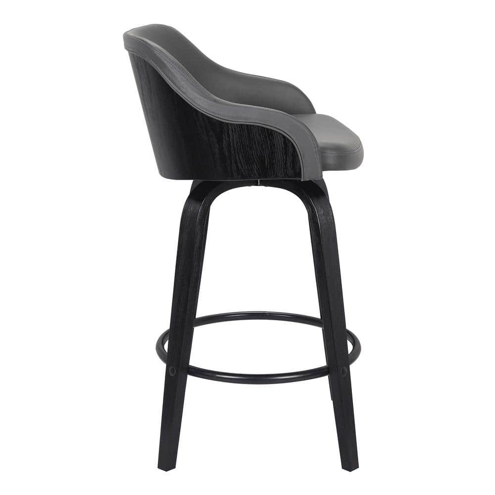 Mid Century Modern Swivel Bar Stool in Black and Gray
