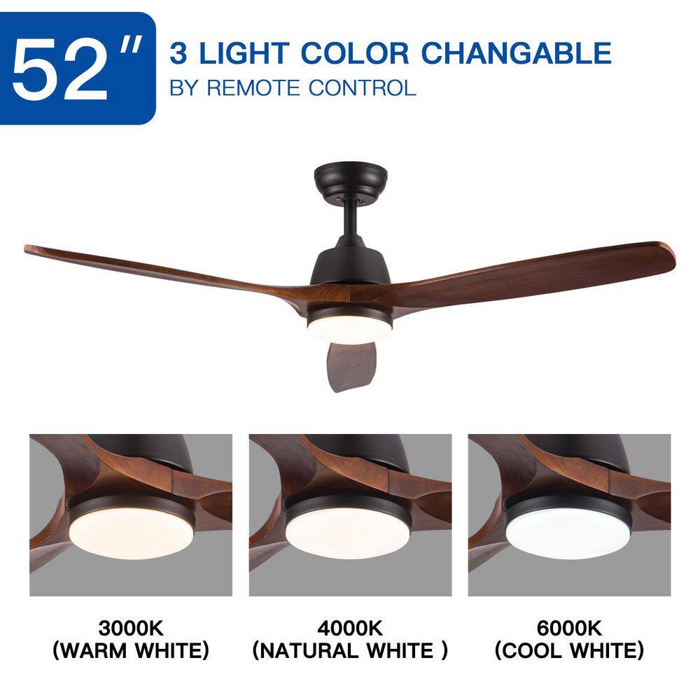 AuraVista 52-Inch Black and Medium Red Oak Ceiling Fan with LED Light and Remote