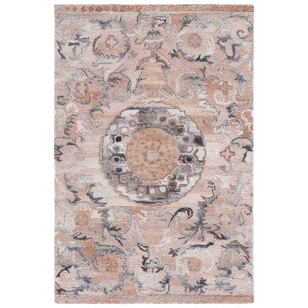 SAFAVIEH Anatolia Light Brown/Gray  3 ft. x 5 ft. Medallion Border Area Rug