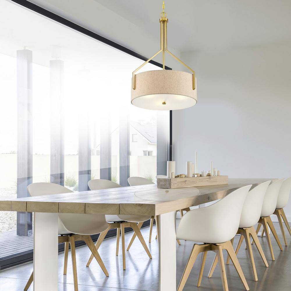Elara 29" Gold and Polished Nickel Drum Pendant Light