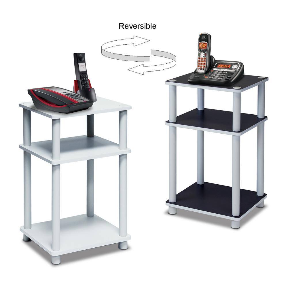 Modern Petite 3-Tier White Wood and Metal End Table