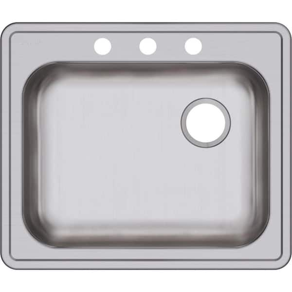 Elkay Dayton Drop-In Stainless Steel 25 in. 3-Hole Single Bowl Kitchen Sink with Right Drain