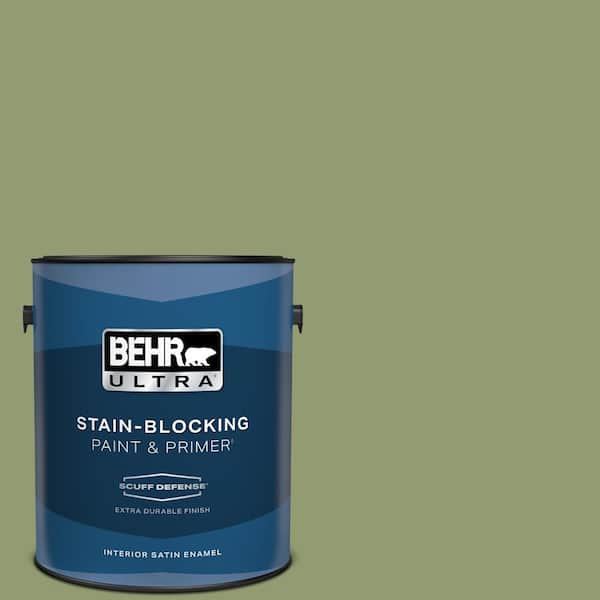 BEHR ULTRA 1 gal. #PPU11-04 Alamosa Green Extra Durable Satin Enamel Interior Paint & Primer