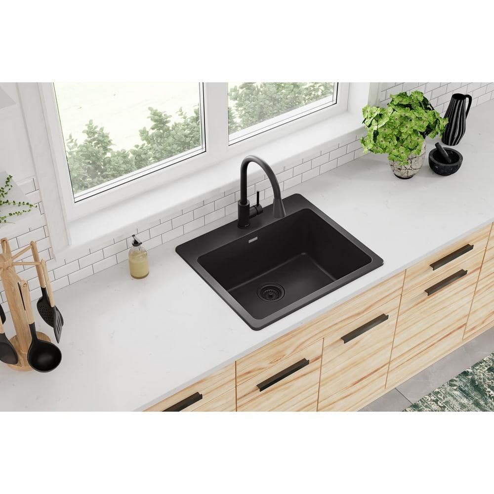 Elkay Black Quartz Single Bowl Drop-In Kitchen Sink