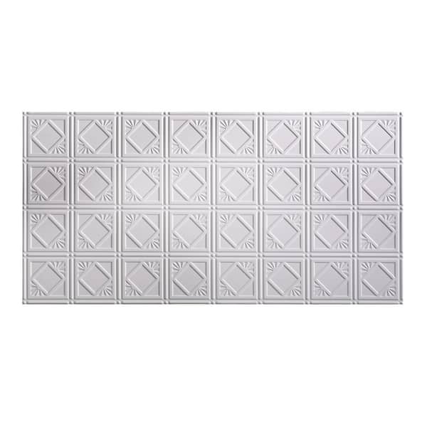 Fasade Traditional Style #4 2 ft. x 4 ft. Glue-Up PVC Ceiling Tile in Matte White