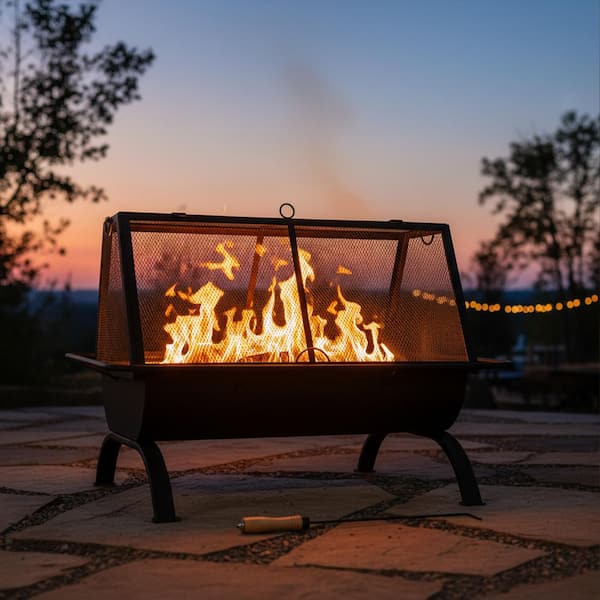 Sunnydaze Northland 36 in. x 27 in. Rectangle Steel Wood Burning