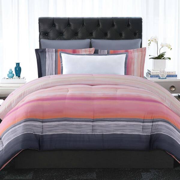 Christian Siriano Sunset Stripe Pink Full/Queen Comforter with 2-Shams