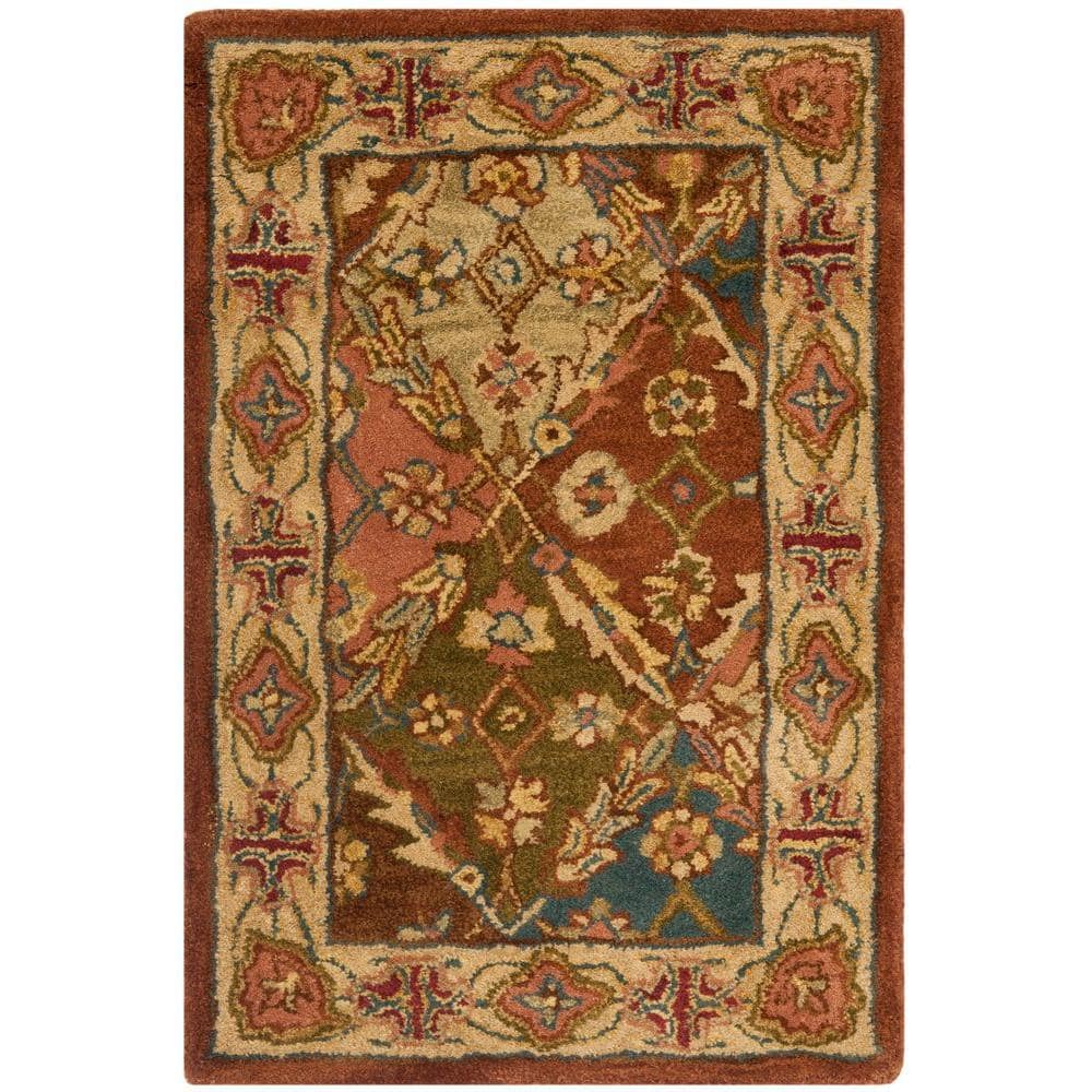Heritage Beige and Multicolor Hand-Tufted Wool Area Rug