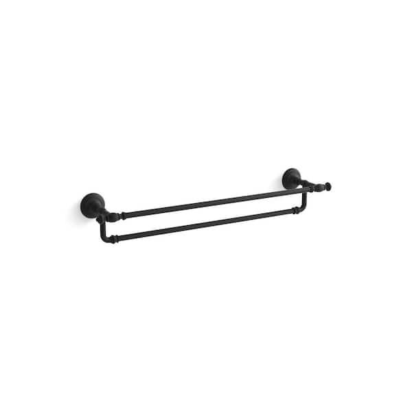 KOHLER Artifacts 24 in. Wall Mounted Double Towel Bar in Matte Black